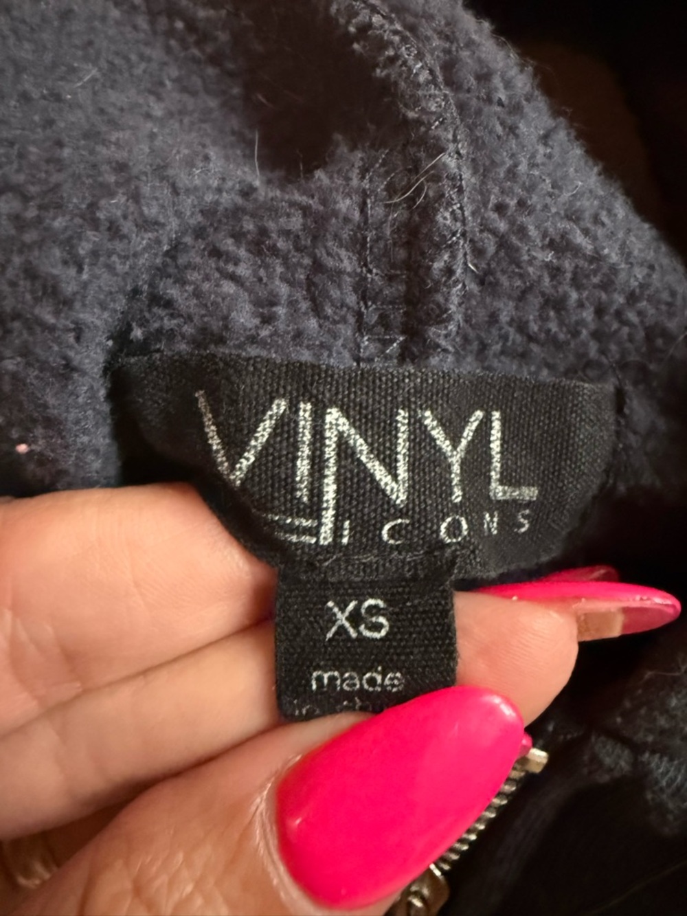 VINYL Icons Navy Textured Top with Hot Pink Accents - Picture 2 of 2